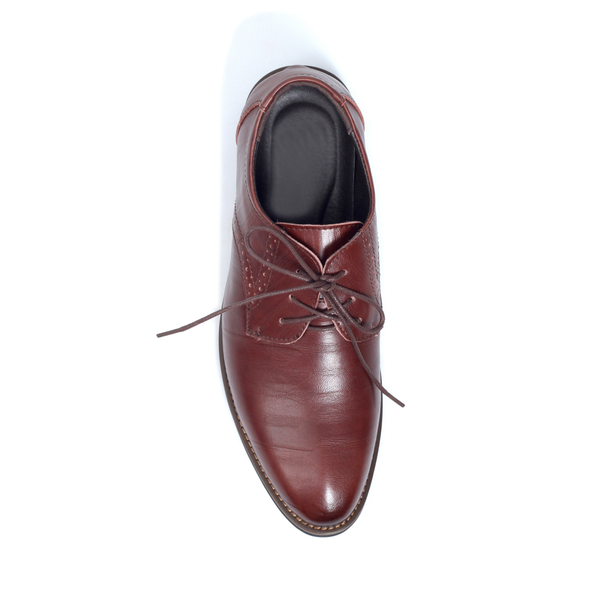 Dark Brown Tomboy Toes Dapper Woman Semi-Formal Derby Oxford Shoe in Vegan Leather - Men's Dress Shoe for Women