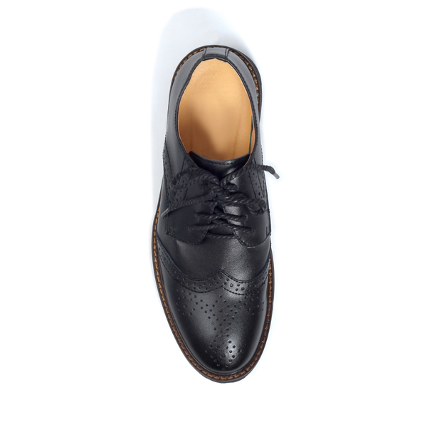 Black Tomboy Toes Roguish Brogue Semi-Formal Derby Oxford Shoe in Vegan Leather - Men's Dress Shoe for Women