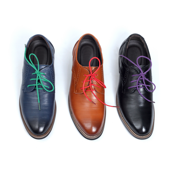 Tomboy Toes vegan leather derby shoes featuring colorful shoelaces